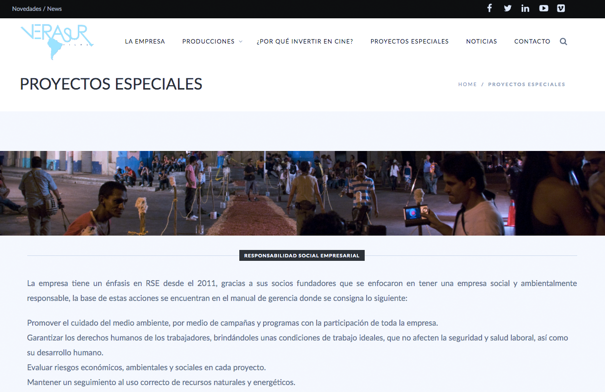 Página web Verasur Films