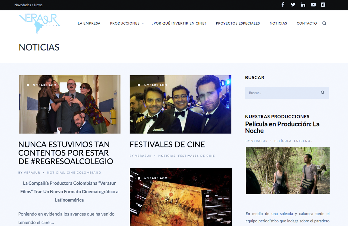 Página web Verasur Films