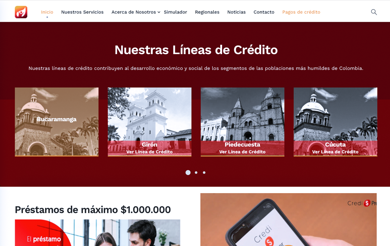 Página web CORFAS