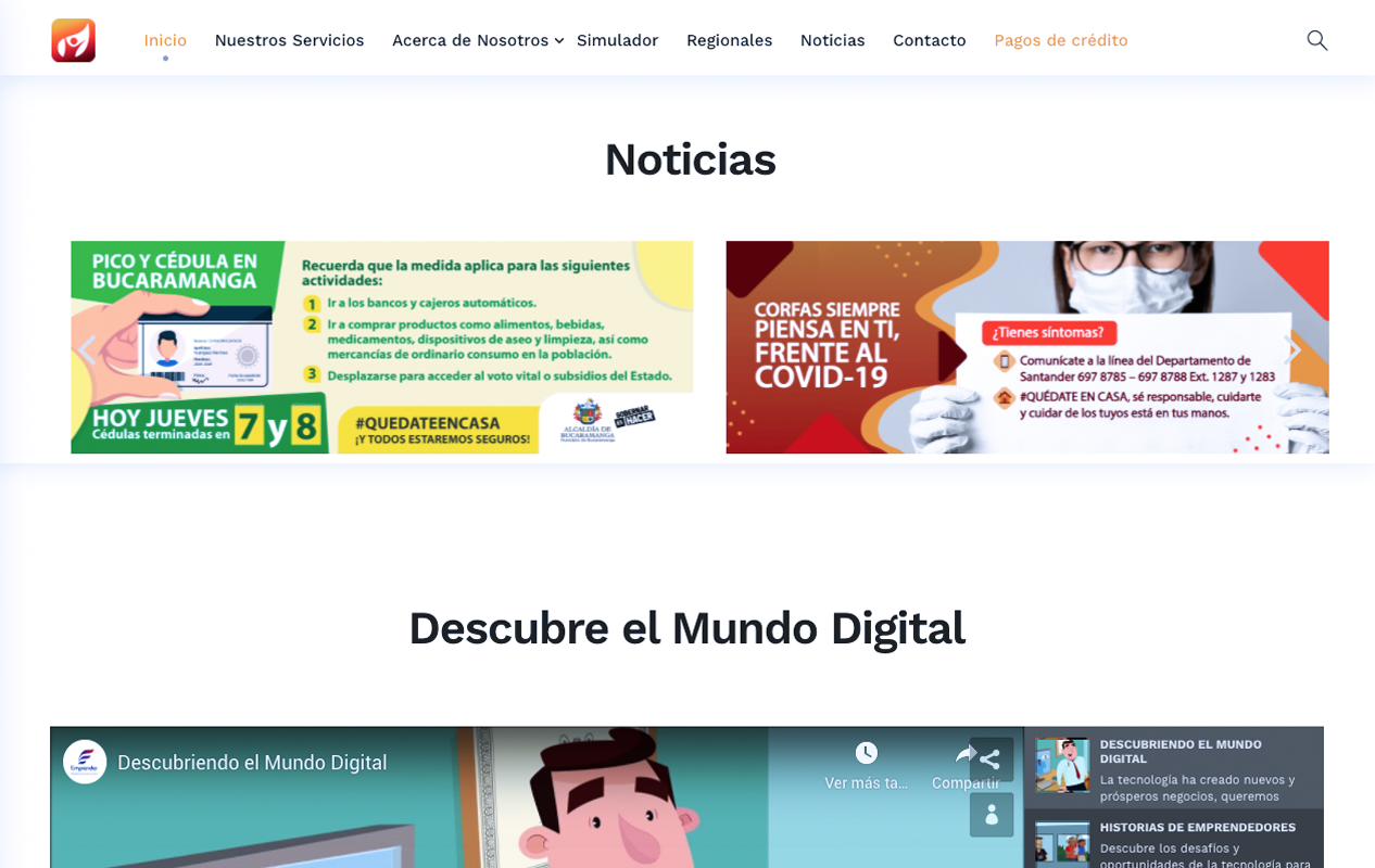 Página web CORFAS