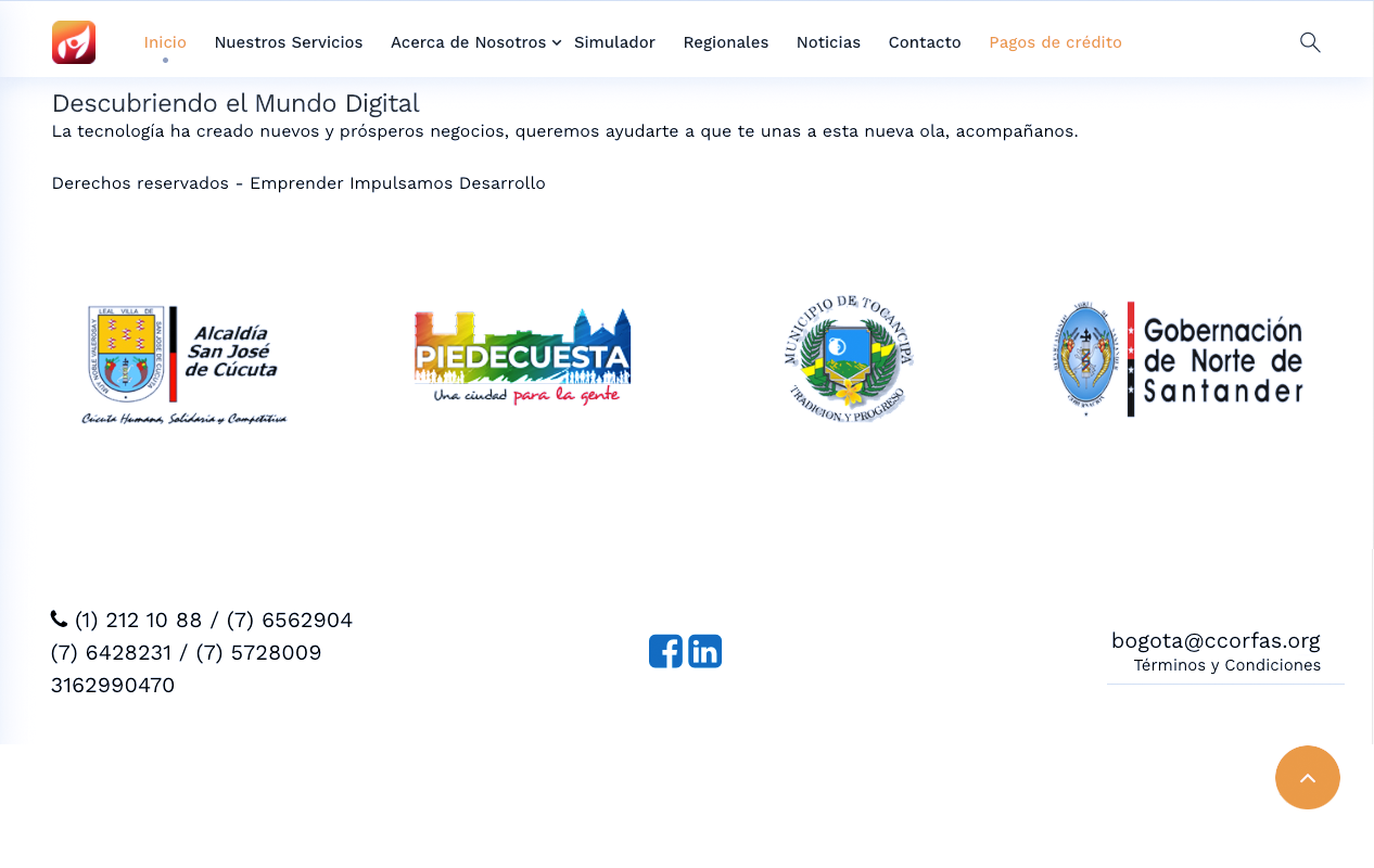 Página web CORFAS