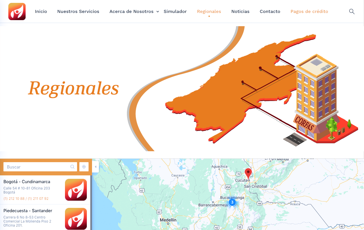 Página web CORFAS